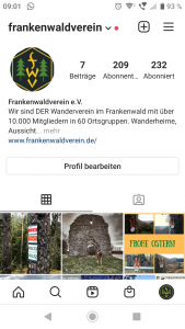 Profil Frankenwaldverein auf Instagram